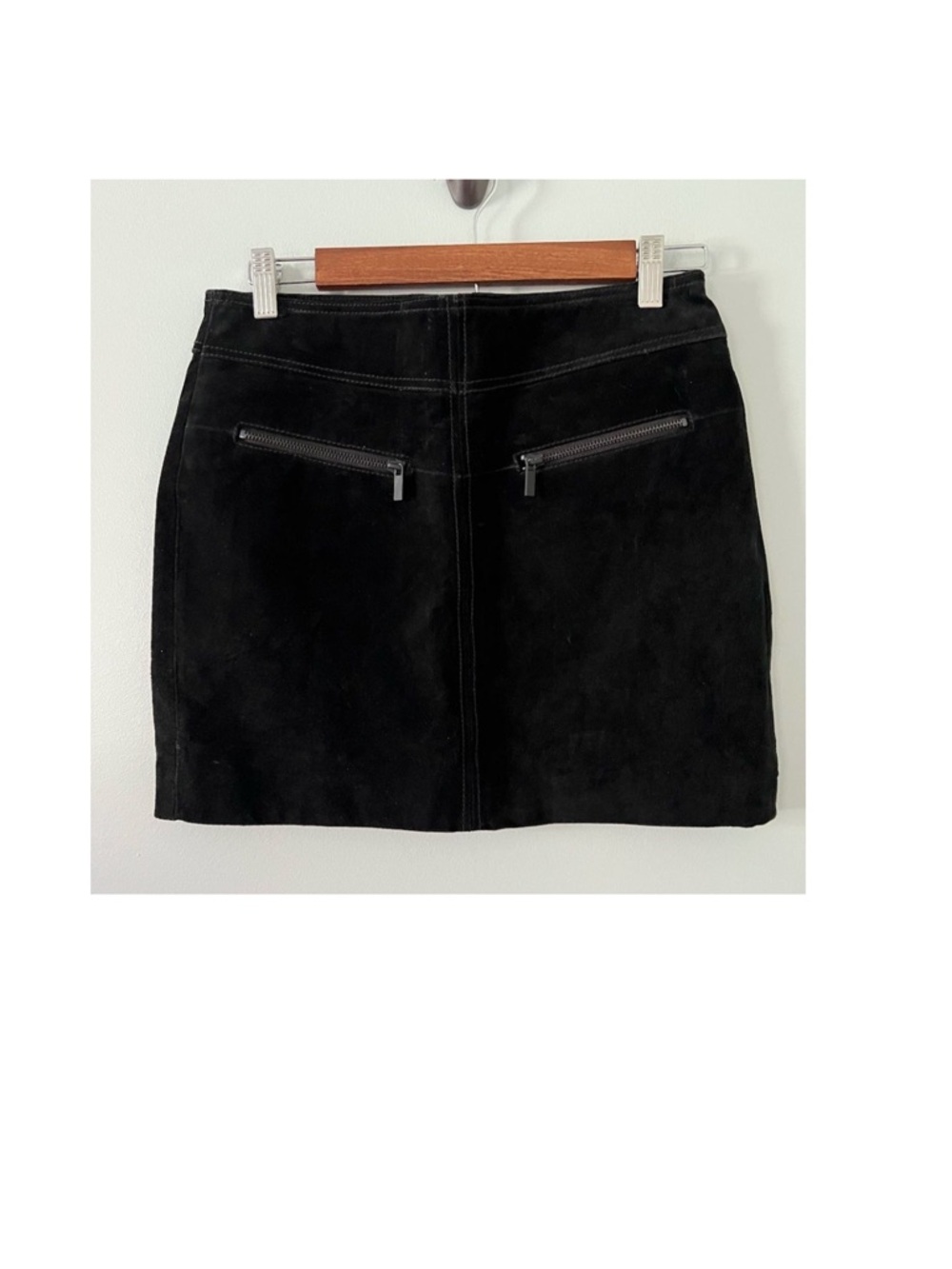 Mango Black Suede/Leather Mini Skirt Size S